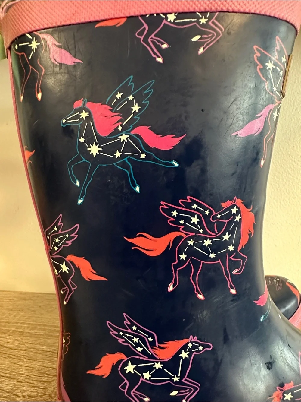 Hatley Navy Pegasus Horse Constellation Stars Rain Boot  4